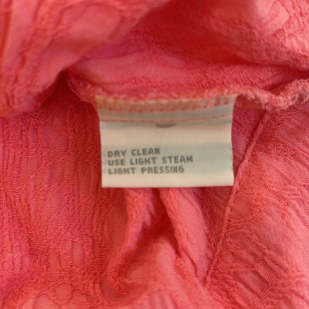 Vintage pink smocked open back cropped short sleeve button down relaxed blouse M - Picture 9 of 14